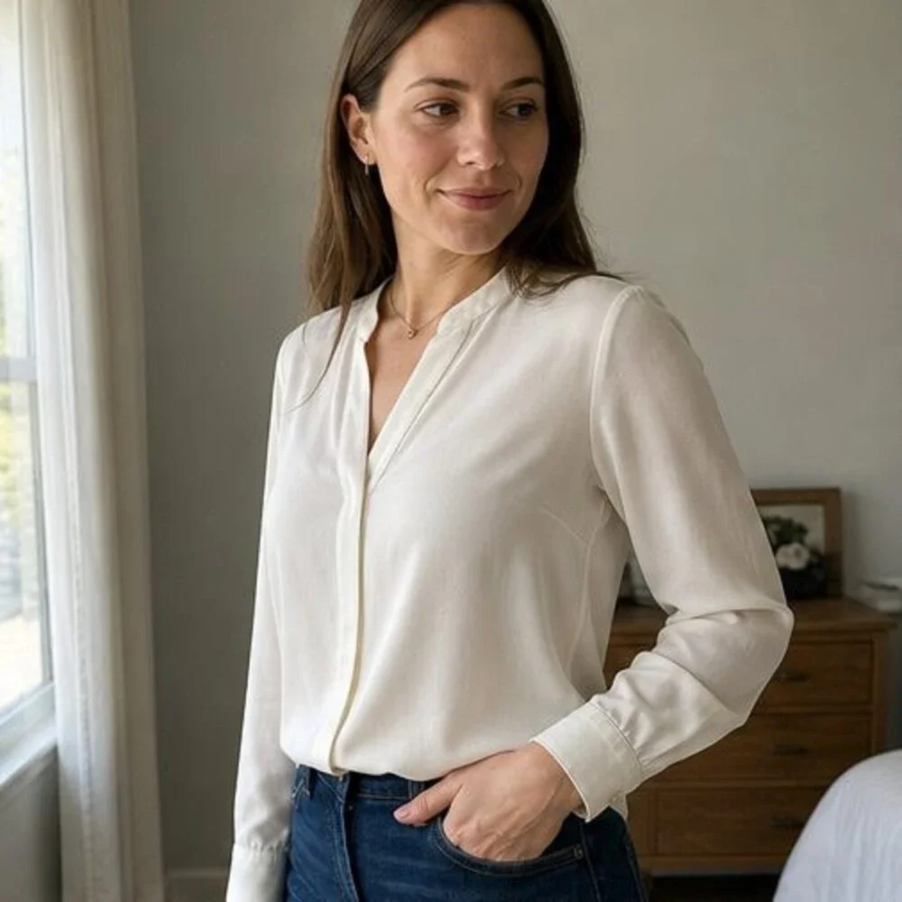 White Pleated Blouse